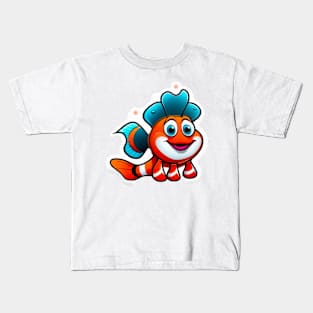 featuring a bright orange clownfish swimming among sea anemones. Kids T-Shirt